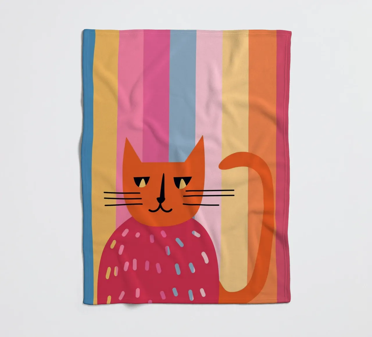 Abstract Striped Cat Art | Colorful Modern Feline Print fleece blanket by NorwesClub