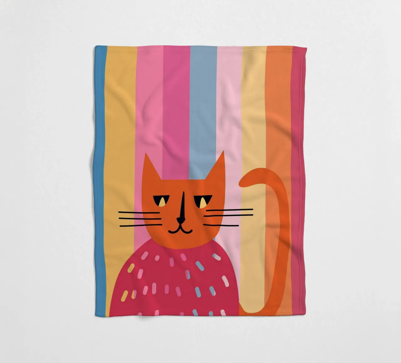 Abstract Striped Cat Art | Colorful Modern Feline Print fleece blanket by NorwesClub