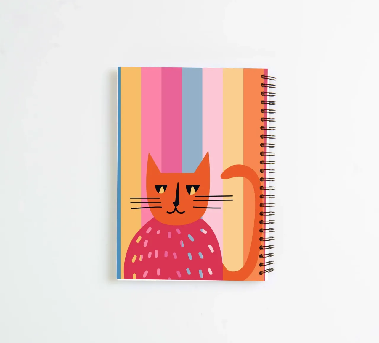 Abstract Striped Cat Art | Colorful Modern Feline Print spiral notebook by NorwesClub