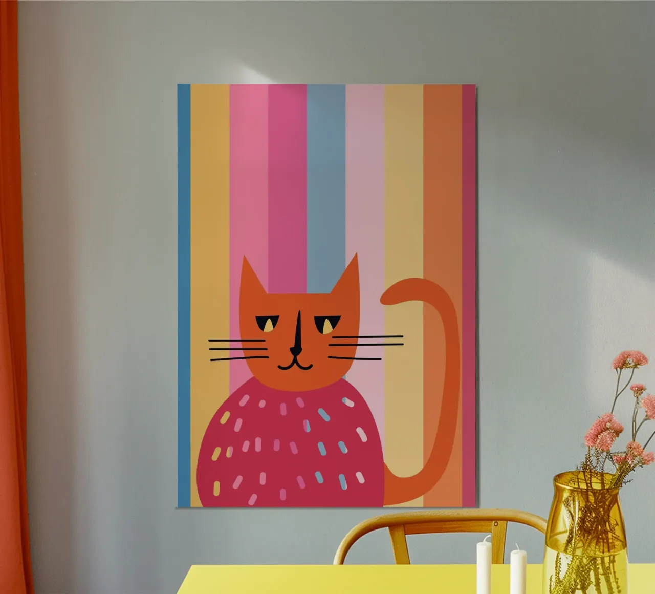 Abstract Striped Cat Art | Colorful Modern Feline Print hahnemühle by NorwesClub