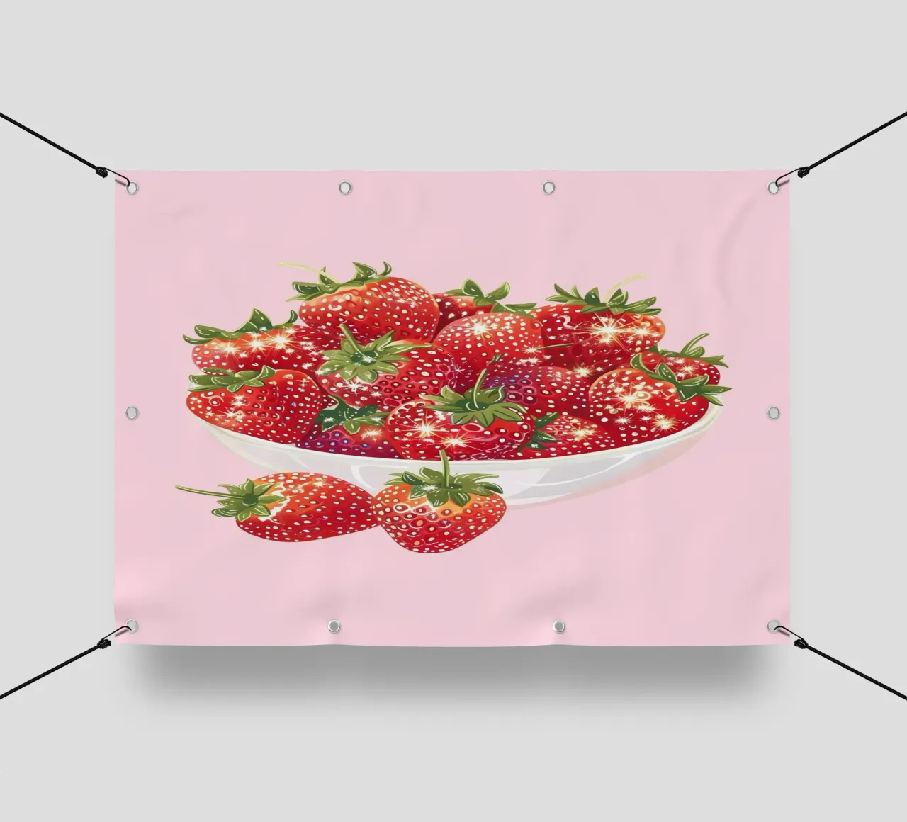 Ciotola di fragole scintillanti - Stampa pop art sulla frutta in cucina telo in pvc da NorwesClub