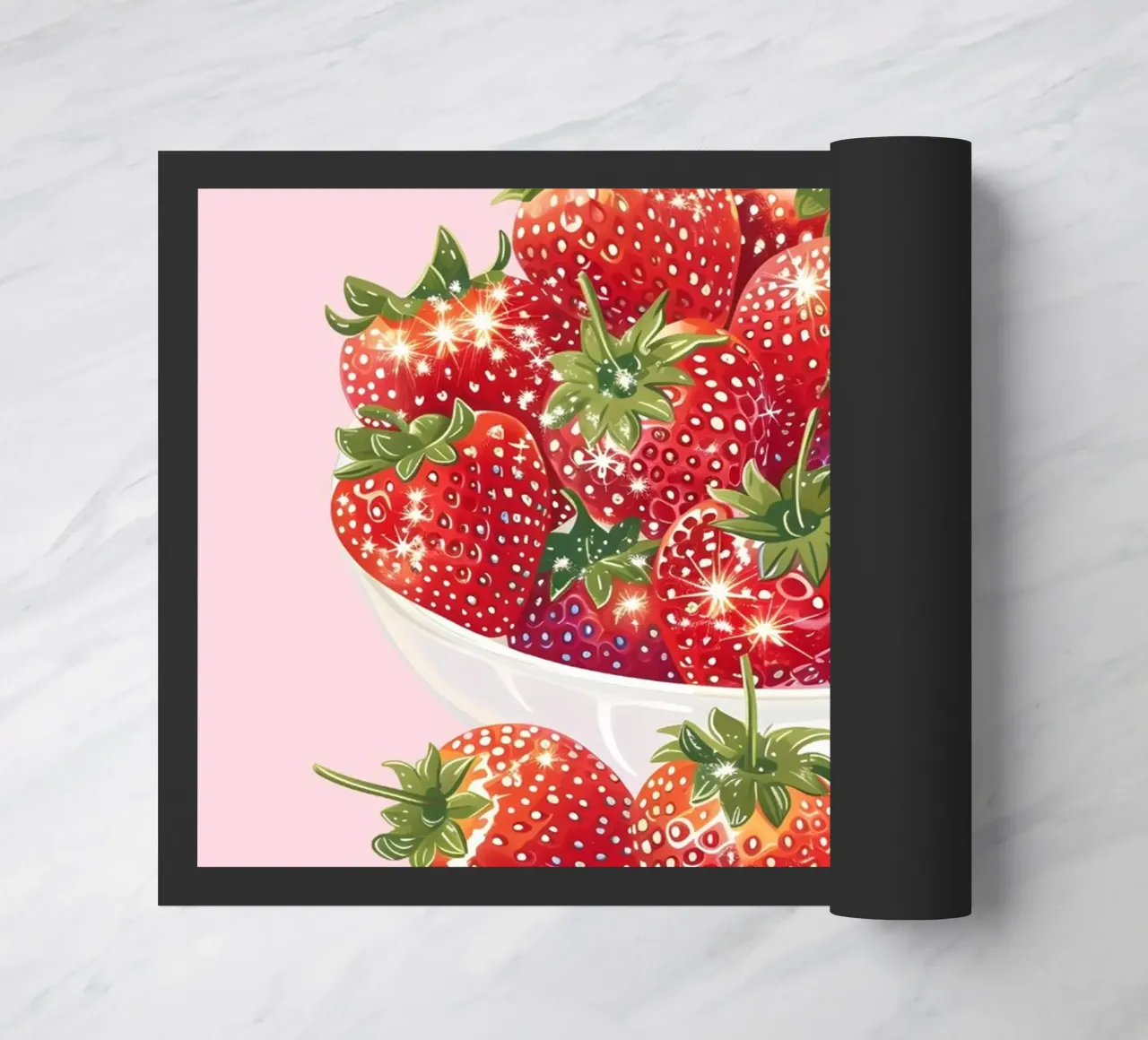 Ciotola di fragole scintillanti - Stampa pop art sulla frutta in cucina zerbino da NorwesClub
