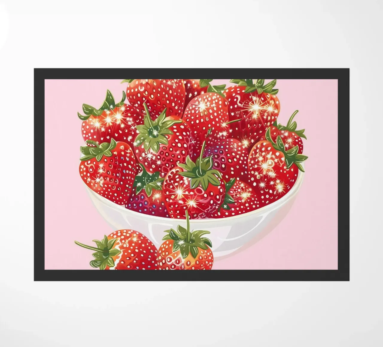 Ciotola di fragole scintillanti - Stampa pop art sulla frutta in cucina zerbino da NorwesClub