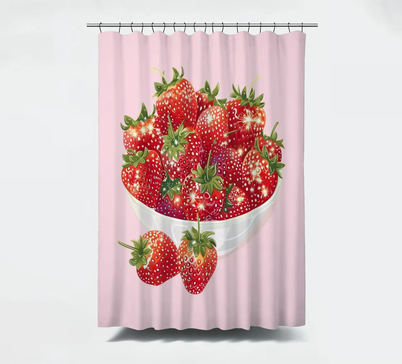 Ciotola di fragole scintillanti - Stampa pop art sulla frutta in cucina tenda da doccia da NorwesClub