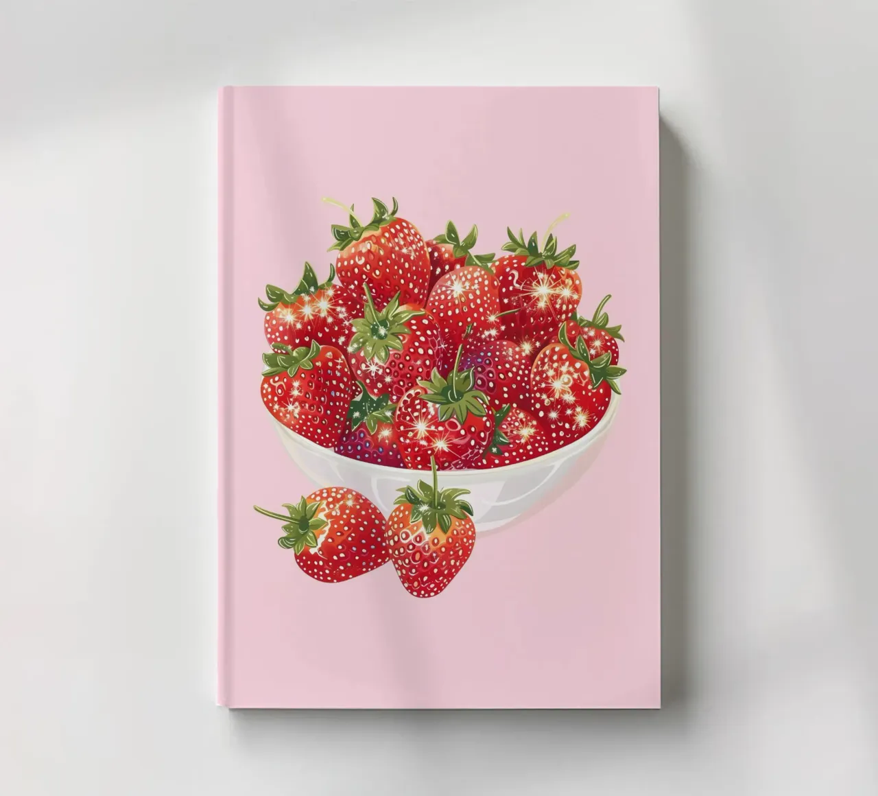 Sprankelende Aardbeien Kom Pop Art Fruit Keuken Print notitieboek van NorwesClub