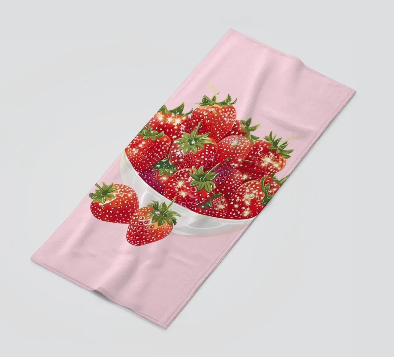 Ciotola di fragole scintillanti - Stampa pop art sulla frutta in cucina telo mare da NorwesClub