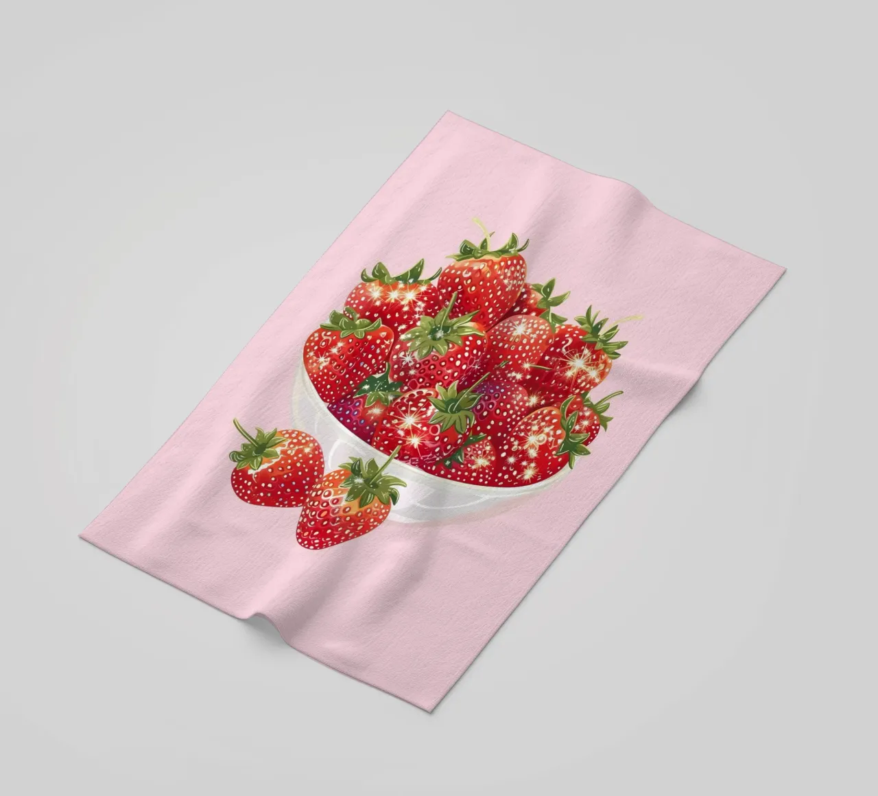 Ciotola di fragole scintillanti - Stampa pop art sulla frutta in cucina telo mare da NorwesClub