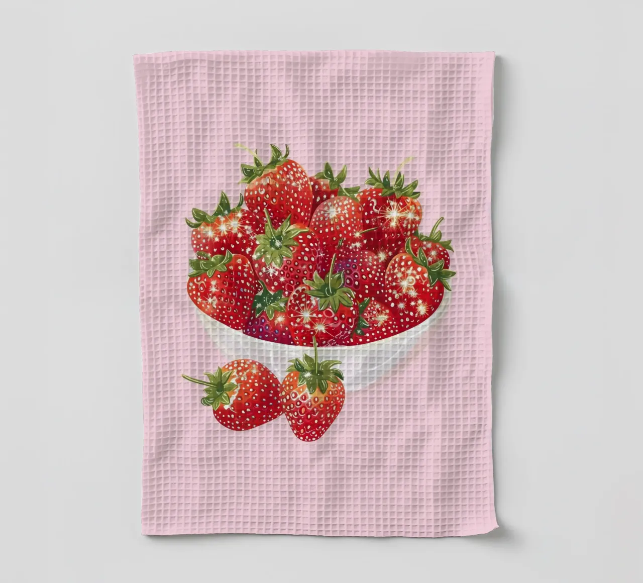 Ciotola di fragole scintillanti - Stampa pop art sulla frutta in cucina canovaccio da cucina da NorwesClub