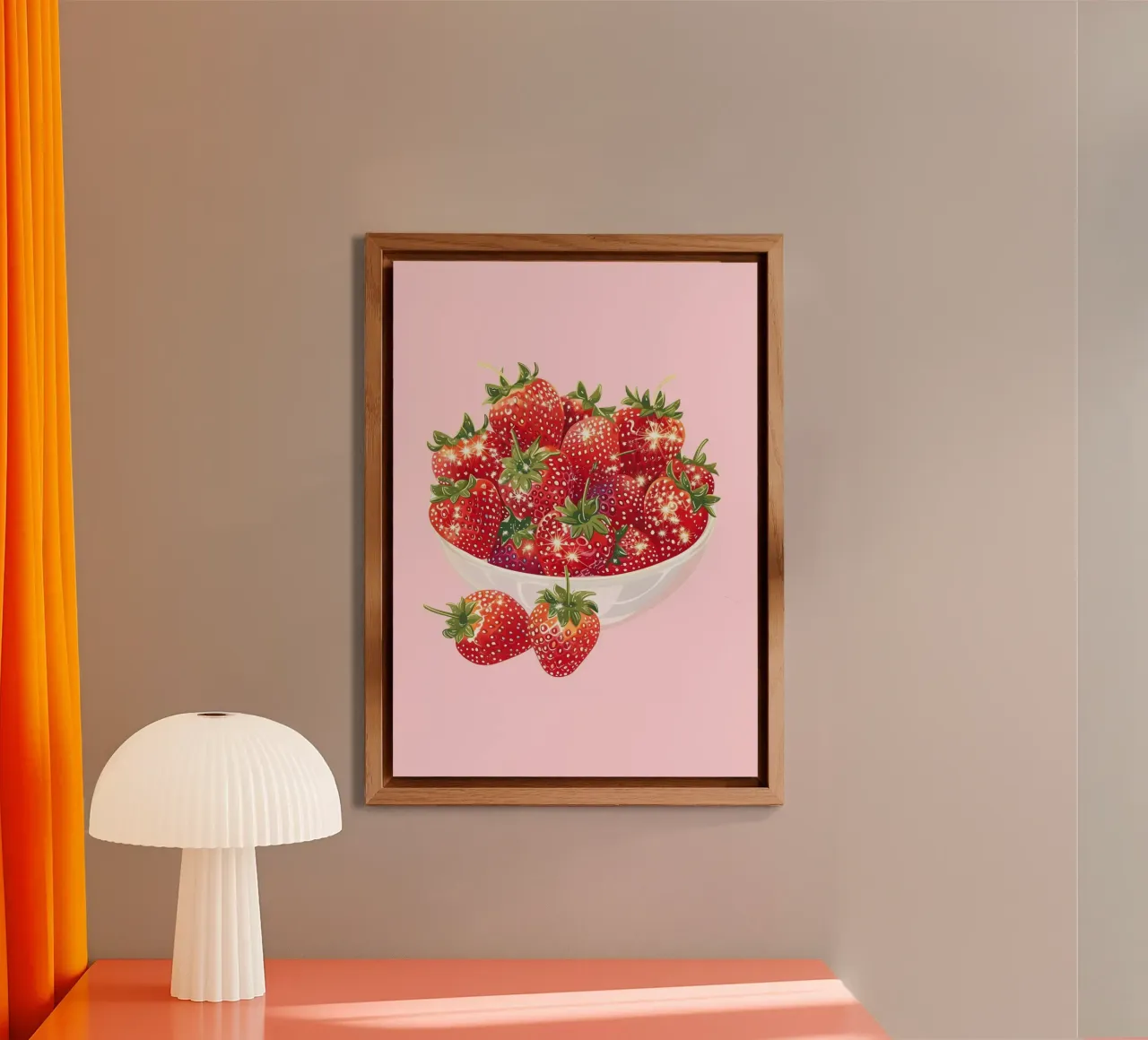 Ciotola di fragole scintillanti - Stampa pop art sulla frutta in cucina alluminio dibond da NorwesClub