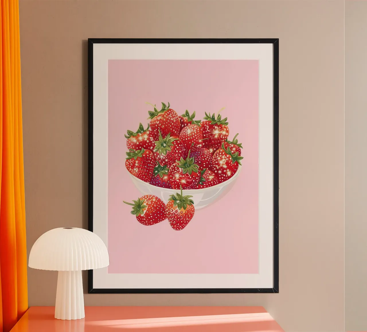 Ciotola di fragole scintillanti - Stampa pop art sulla frutta in cucina poster da NorwesClub