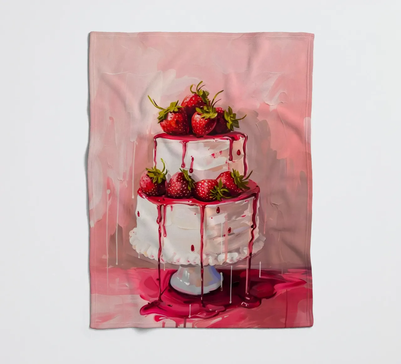 Strawberry Cake Pop Art | Vibrant Drip Kitchen Kunstdruck Fleecedecke von NorwesClub