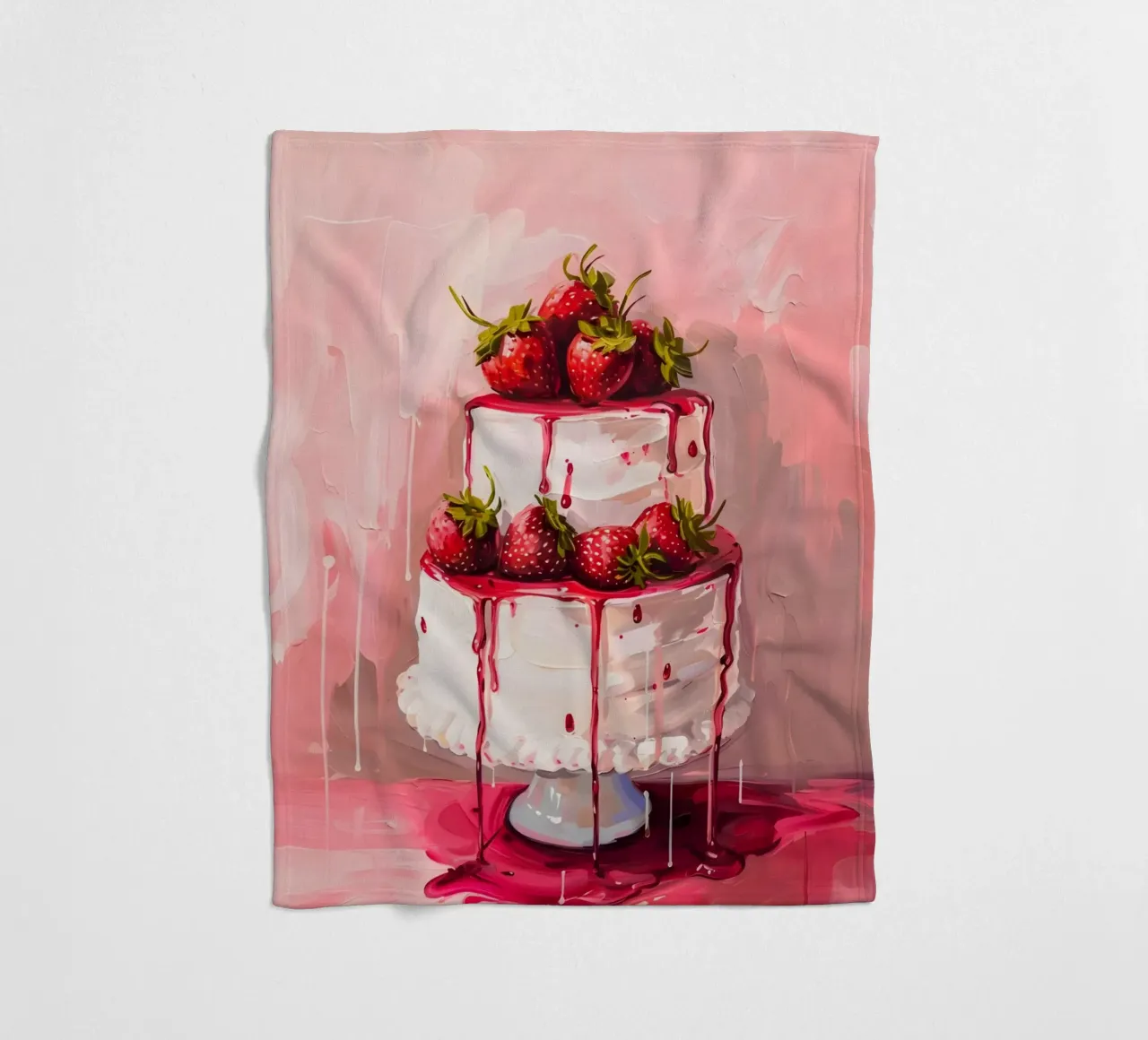 Strawberry Cake Pop Art | Vibrant Drip Kitchen Kunstdruck Fleecedecke von NorwesClub