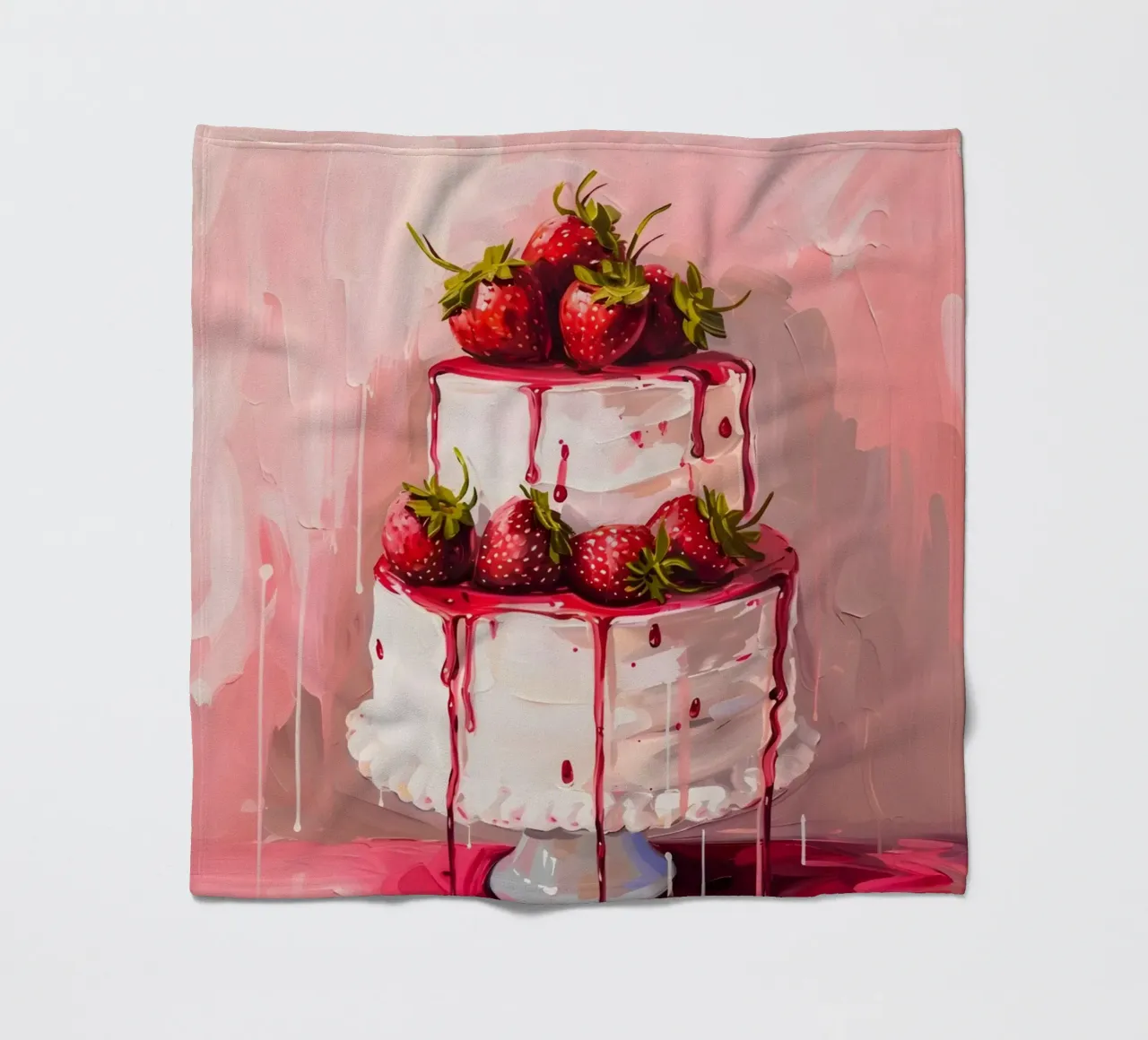 Strawberry Cake Pop Art | Vibrant Drip Kitchen Kunstdruck Fleecedecke von NorwesClub