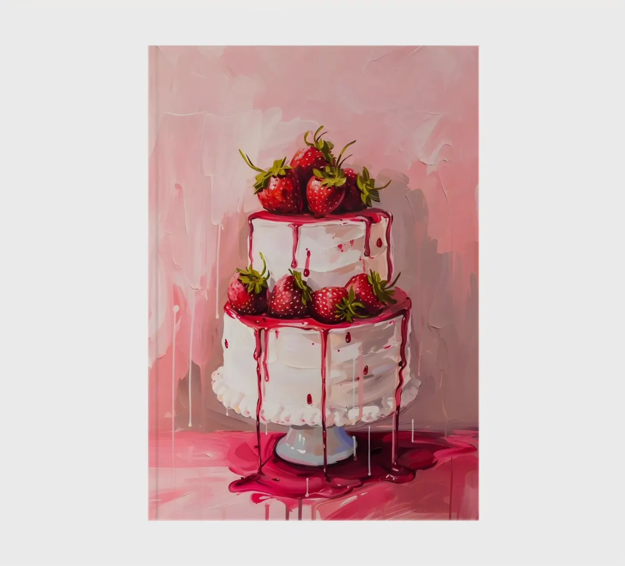 Strawberry Cake Pop Art | Vibrant Drip Kitchen Art Print notebook by NorwesClub