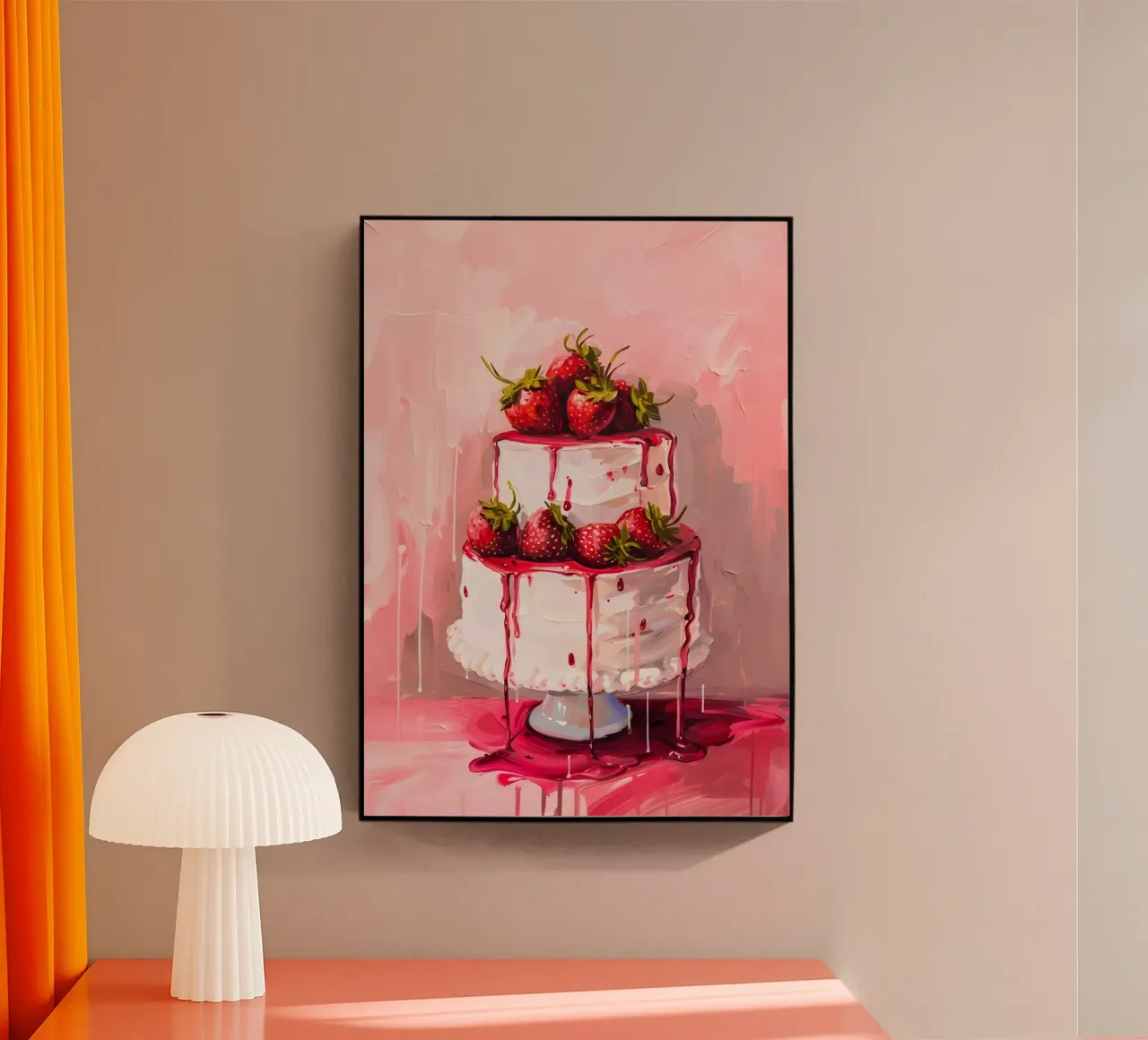 Strawberry Cake Pop Art | Vibrant Drip Kitchen Kunstdruck Acryl-Glas von NorwesClub