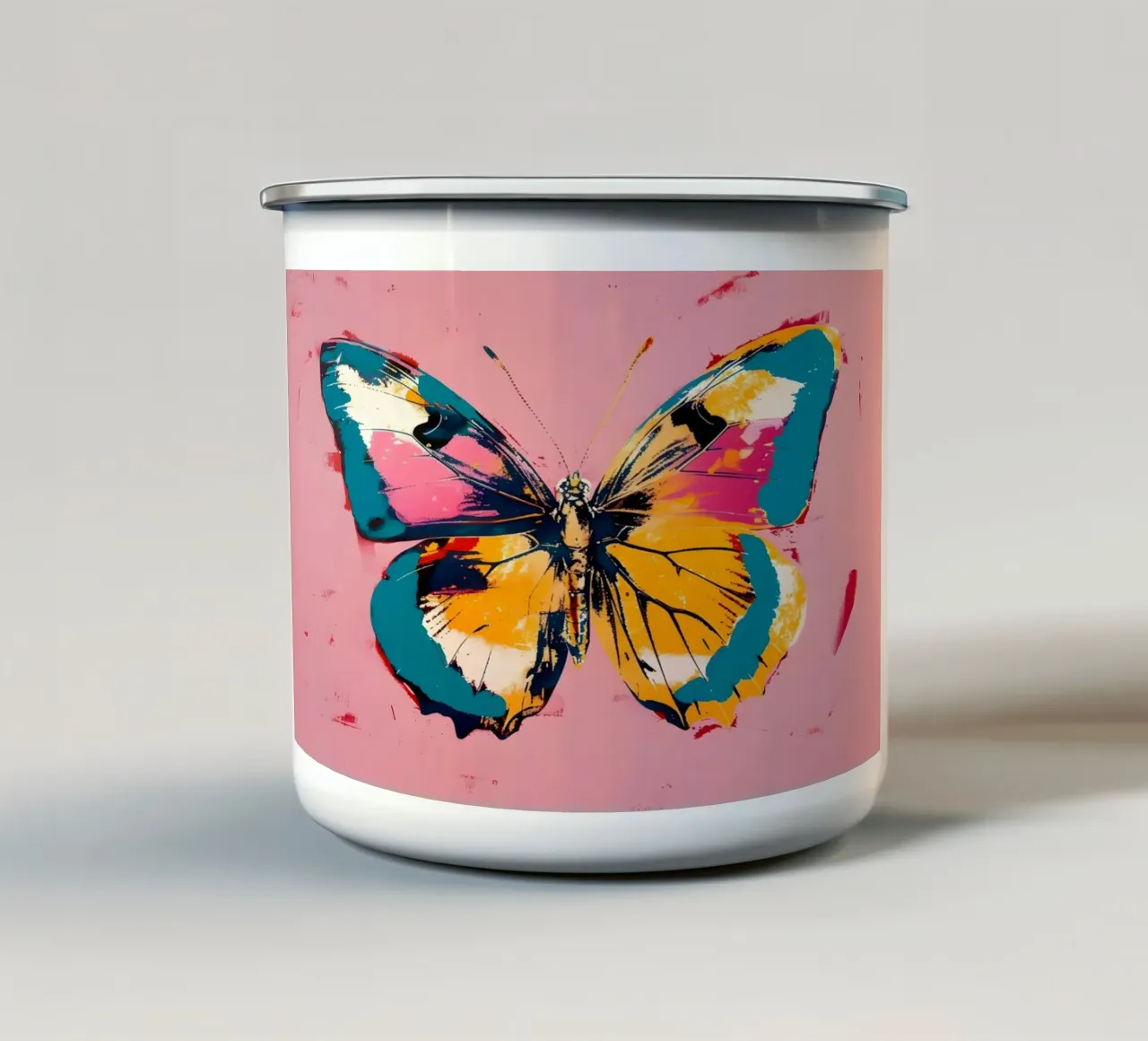 Farfalla pop art vibrante - decorazione da parete in stile Damien Hirst tazza in smalto da NorwesClub