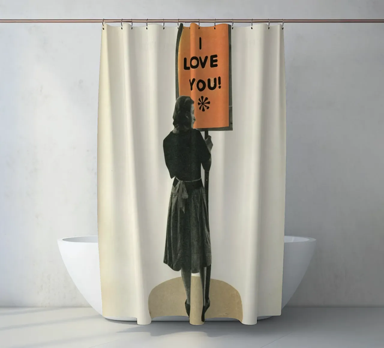 Ti amo tenda da doccia da Cassia Beck Collage