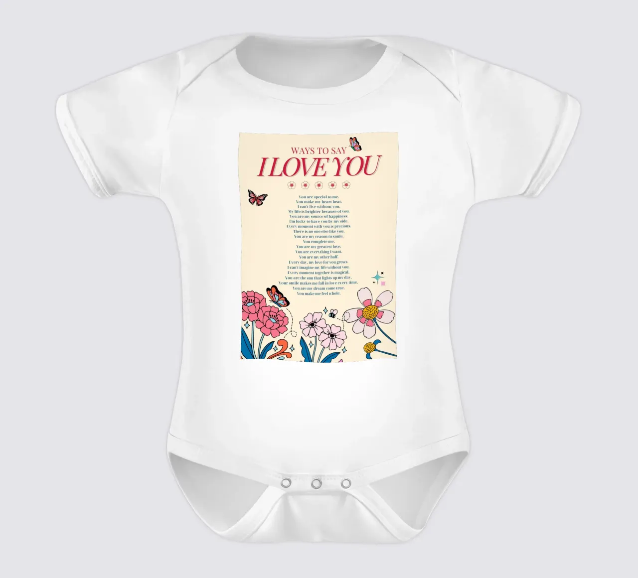 Manieren om te zeggen dat ik van je hou Romantische bloemenprint babyrompertje korte mouwen van NorwesClub