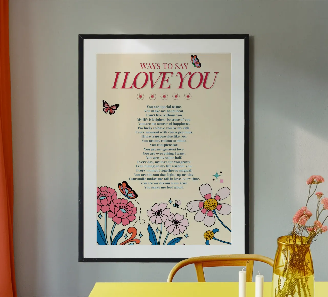Wege, um zu sagen, dass ich dich liebe | Romantischer Blumenkunstdruck Poster von NorwesClub
