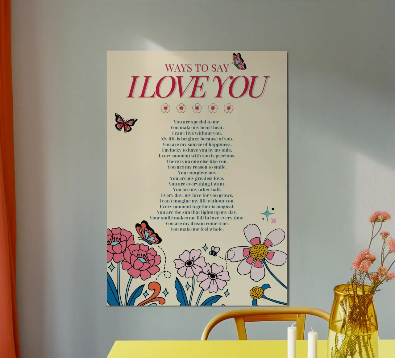 Wege, um zu sagen, dass ich dich liebe | Romantischer Blumenkunstdruck Poster von NorwesClub