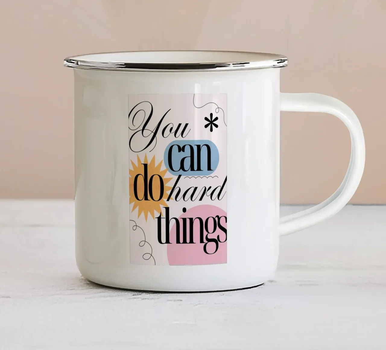 Motivation : "Vous pouvez faire des choses difficiles" | Modern Aesthetic Pri mug en émail de NorwesClub