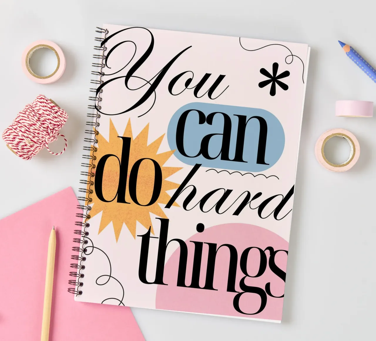 "You Can Do Hard Things" Motivational | Modern Aesthetic Pri spiral notebook by NorwesClub