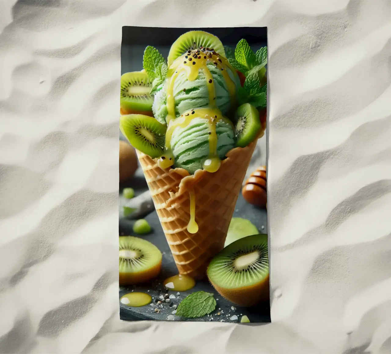 Kiwi-Eis Strandtuch von 🥩 The tasty wall