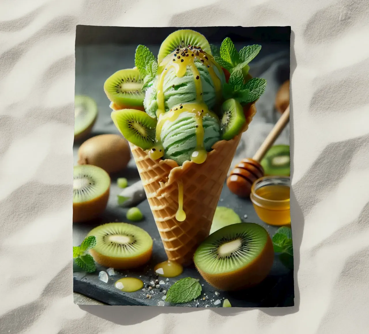 Kiwi-Eis Strandtuch von 🥩 The tasty wall