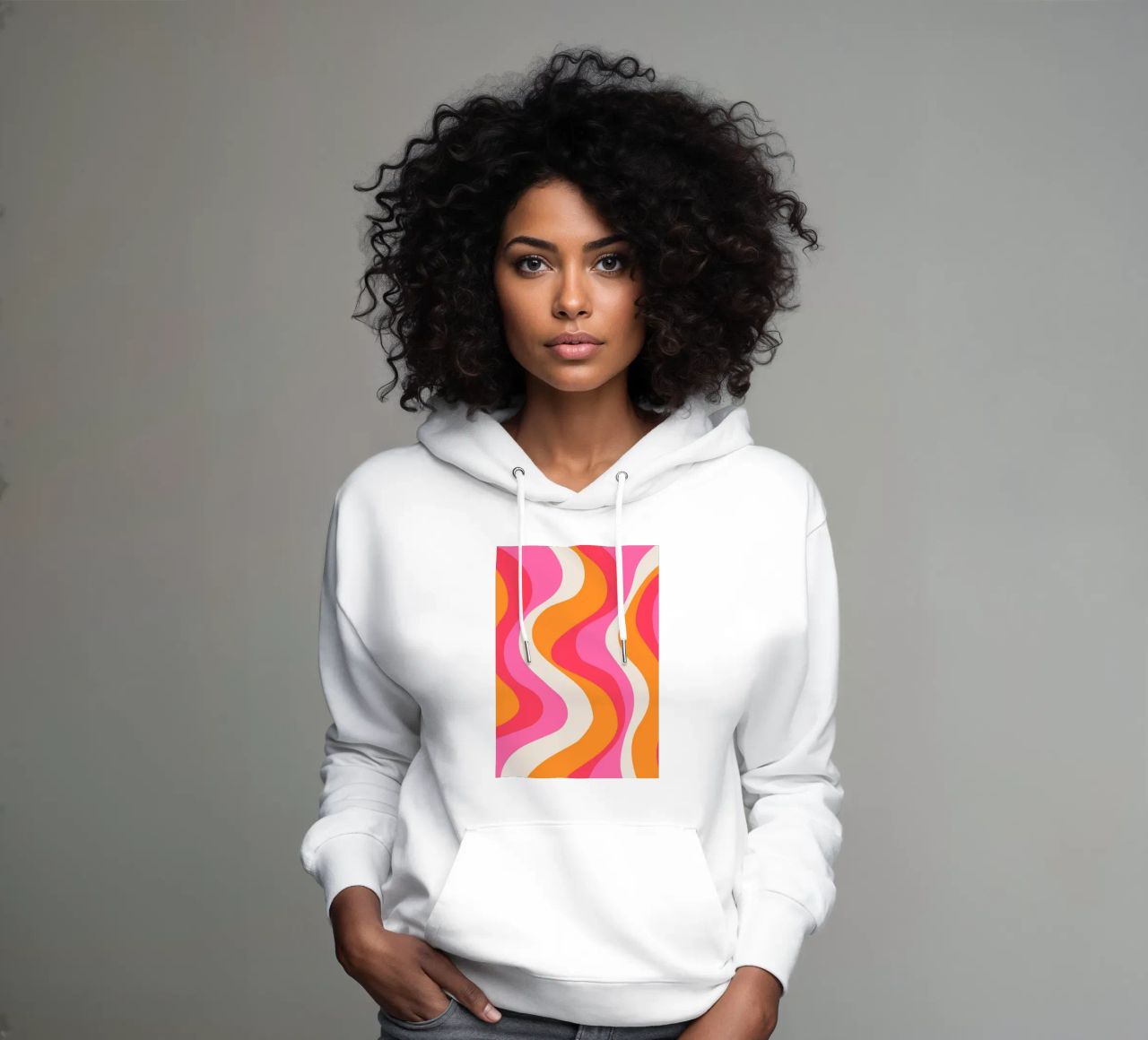Groovy Retro Waves Pink Orange | Psychedelic Abstract Art Pr felpa con cappuccio da NorwesClub