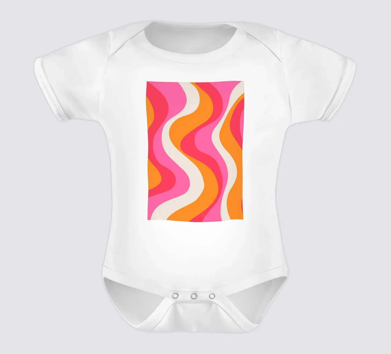 Groovy Retro Waves Pink Orange | Psychedelic Abstract Art Pr body neonato maniche corte da NorwesClub