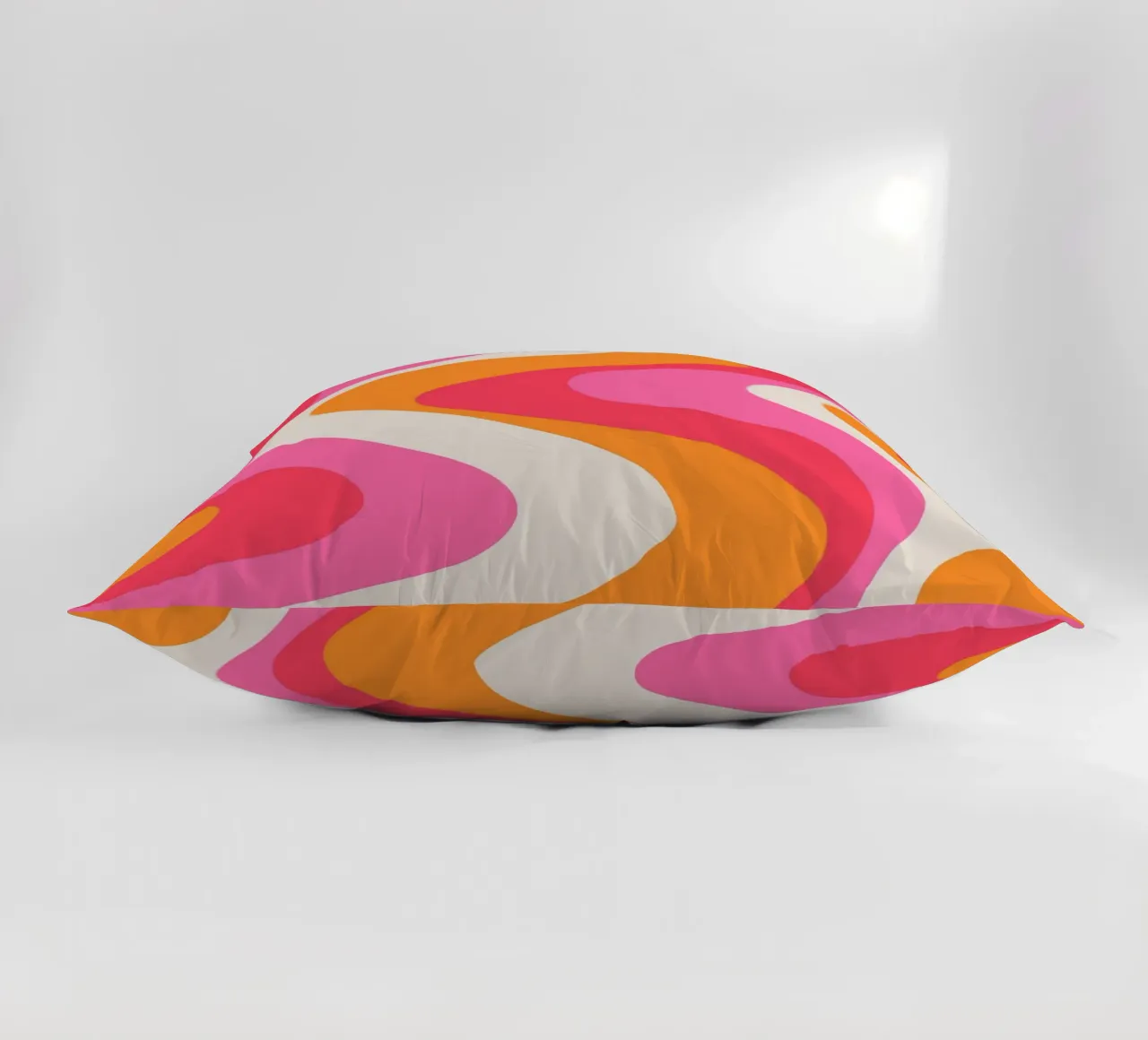 Groovy Retro Waves Pink Orange | Psychedelic Abstract Art Pr cuscino da NorwesClub