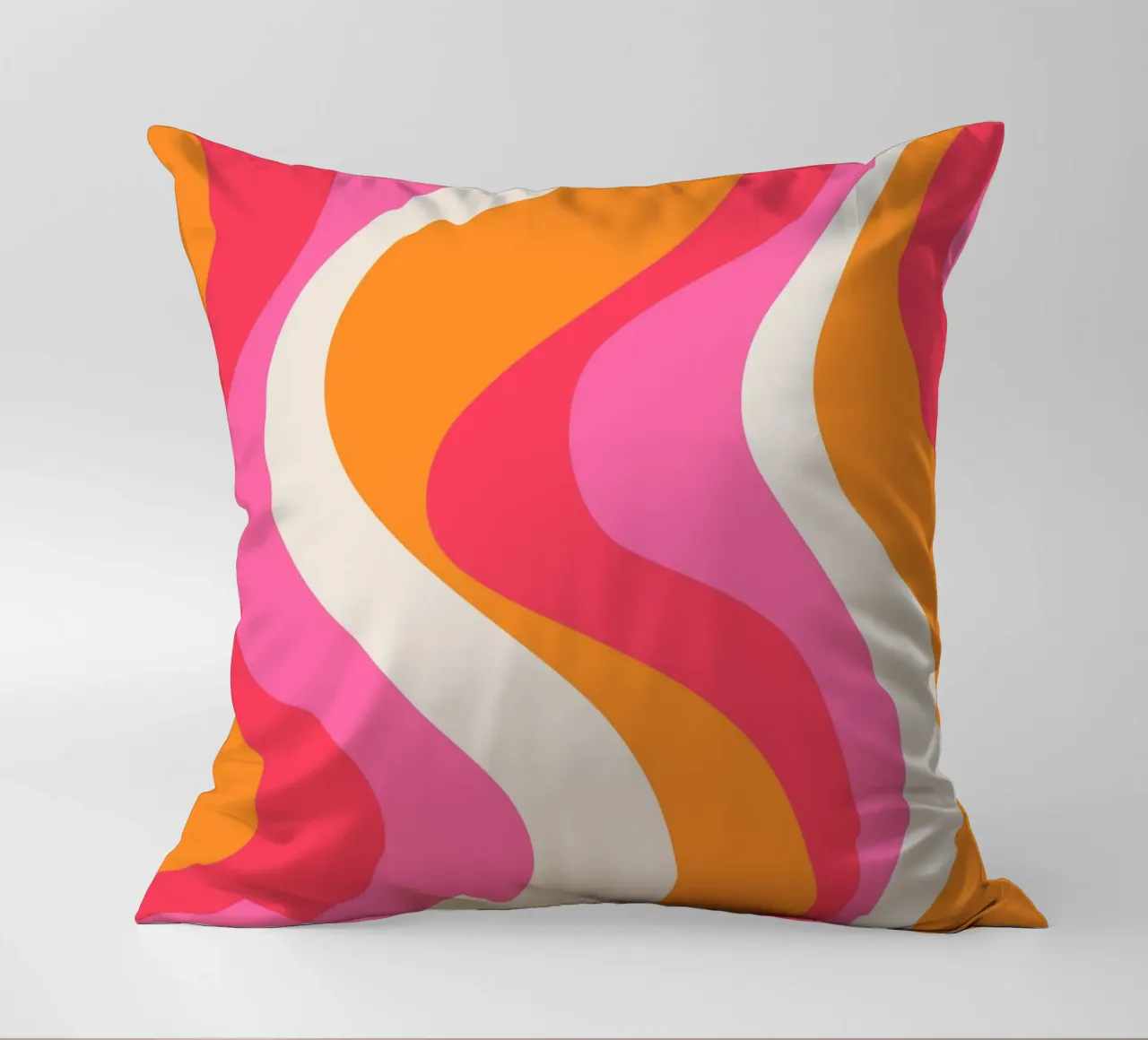 Groovy Retro Waves Pink Orange | Psychedelic Abstract Art Pr cuscino da NorwesClub