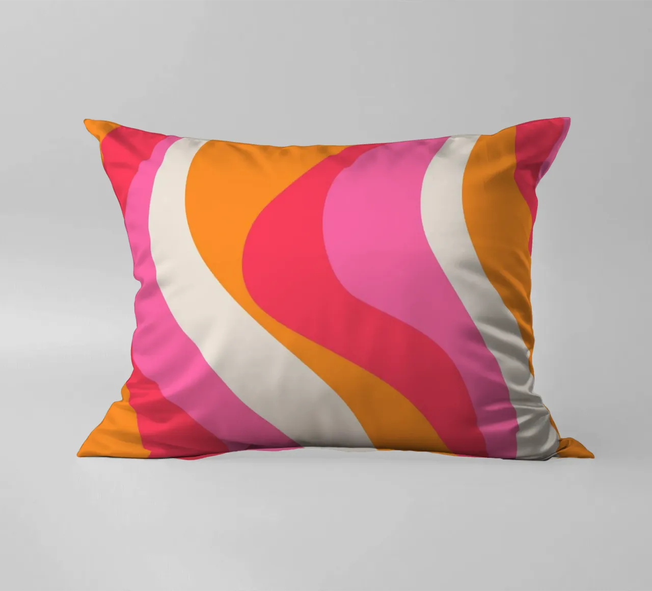Groovy Retro Waves Pink Orange | Psychedelic Abstract Art Pr cuscino da NorwesClub