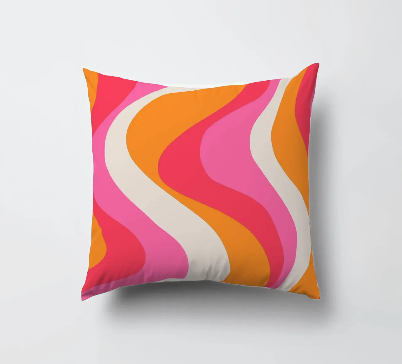 Groovy Retro Waves Pink Orange | Psychedelic Abstract Art Pr cuscino da NorwesClub