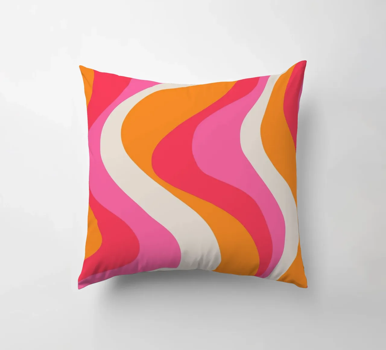 Groovy Retro Waves Pink Orange | Psychedelic Abstract Art Pr cuscino da NorwesClub