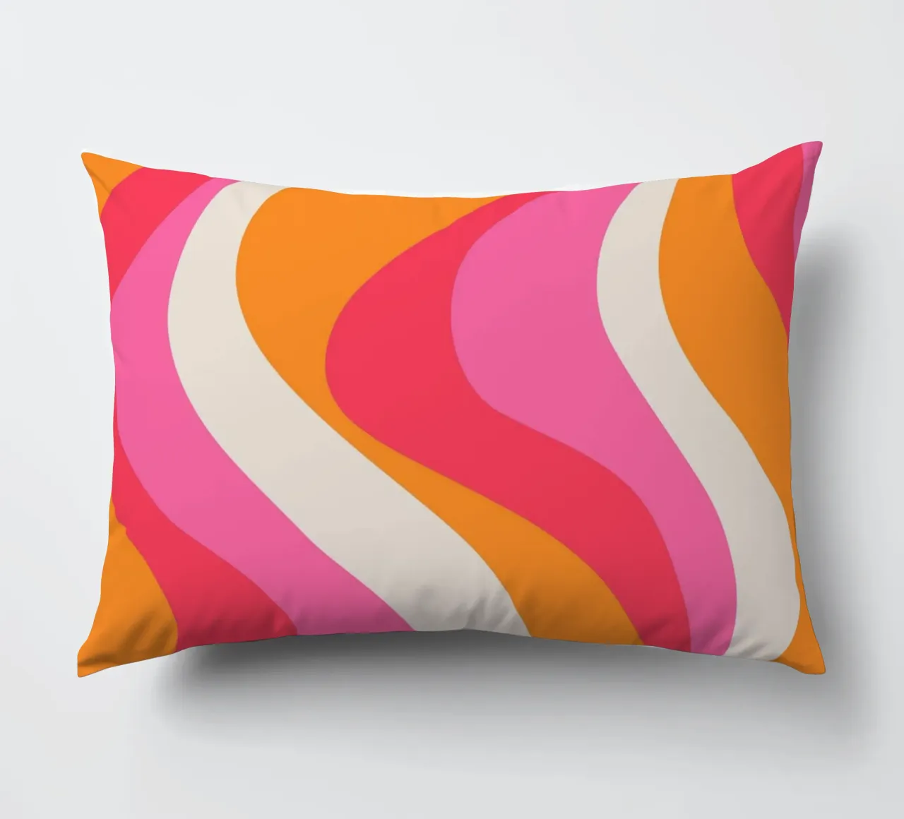 Groovy Retro Waves Pink Orange | Psychedelic Abstract Art Pr cuscino da NorwesClub