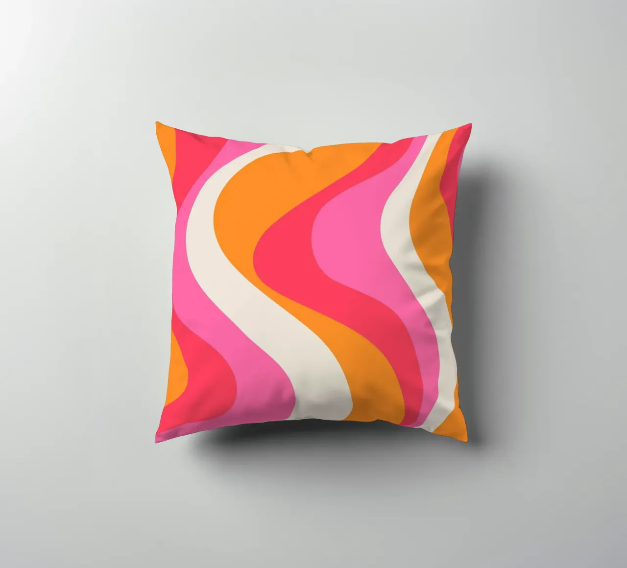 Groovy Retro Waves Pink Orange | Psychedelic Abstract Art Pr cuscino da NorwesClub