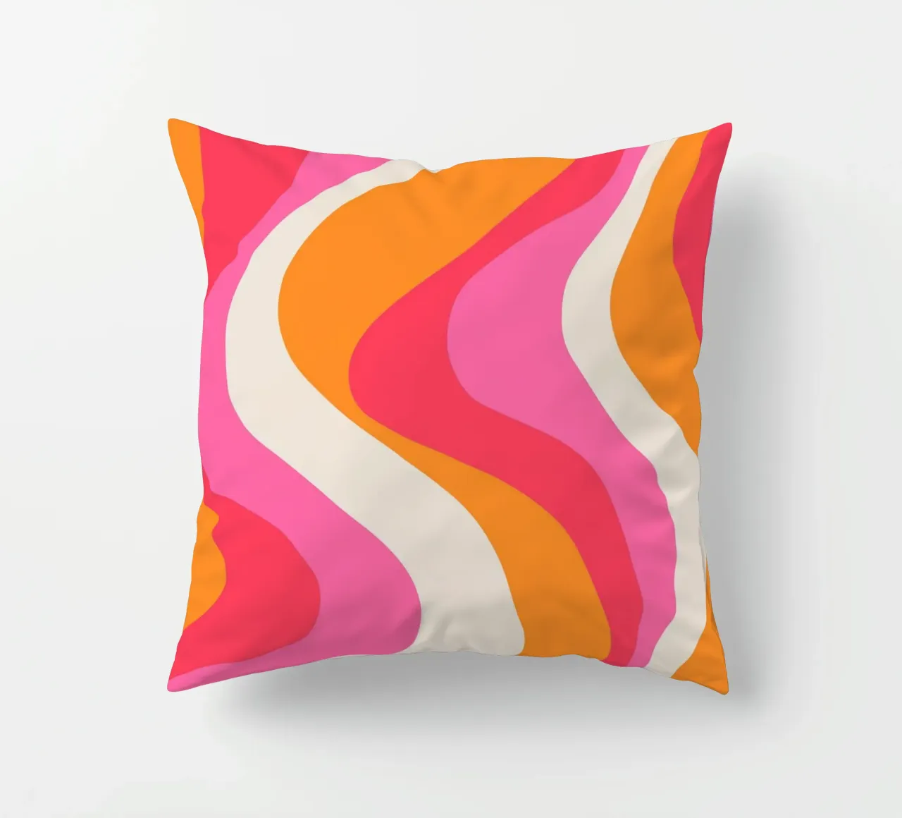 Groovy Retro Waves Pink Orange | Psychedelic Abstract Art Pr cuscino da NorwesClub
