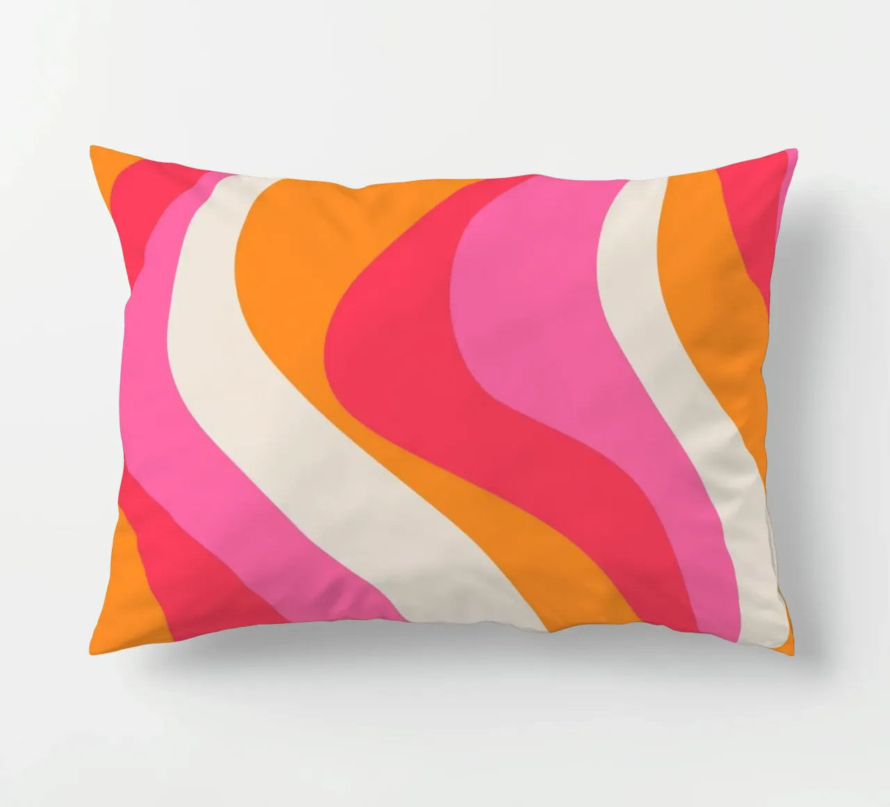 Groovy Retro Waves Pink Orange | Psychedelic Abstract Art Pr cuscino da NorwesClub