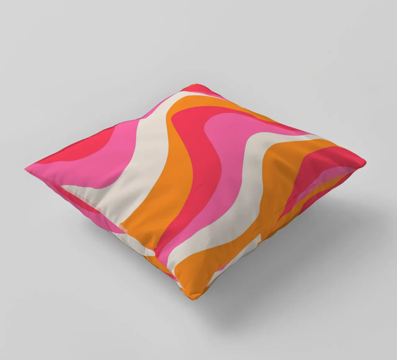 Groovy Retro Waves Pink Orange | Psychedelic Abstract Art Pr cuscino da NorwesClub