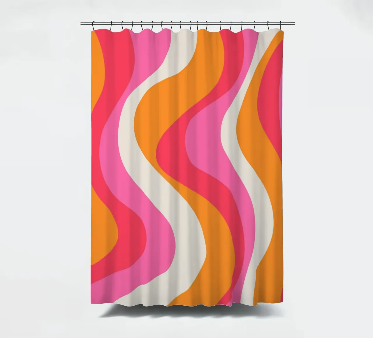 Groovy Retro Waves Pink Orange | Psychedelic Abstract Art Pr tenda da doccia da NorwesClub