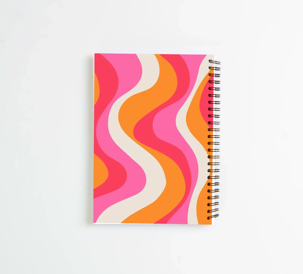 Groovy Retro Waves Pink Orange | Psychedelic Abstract Art Pr spiral notebook by NorwesClub
