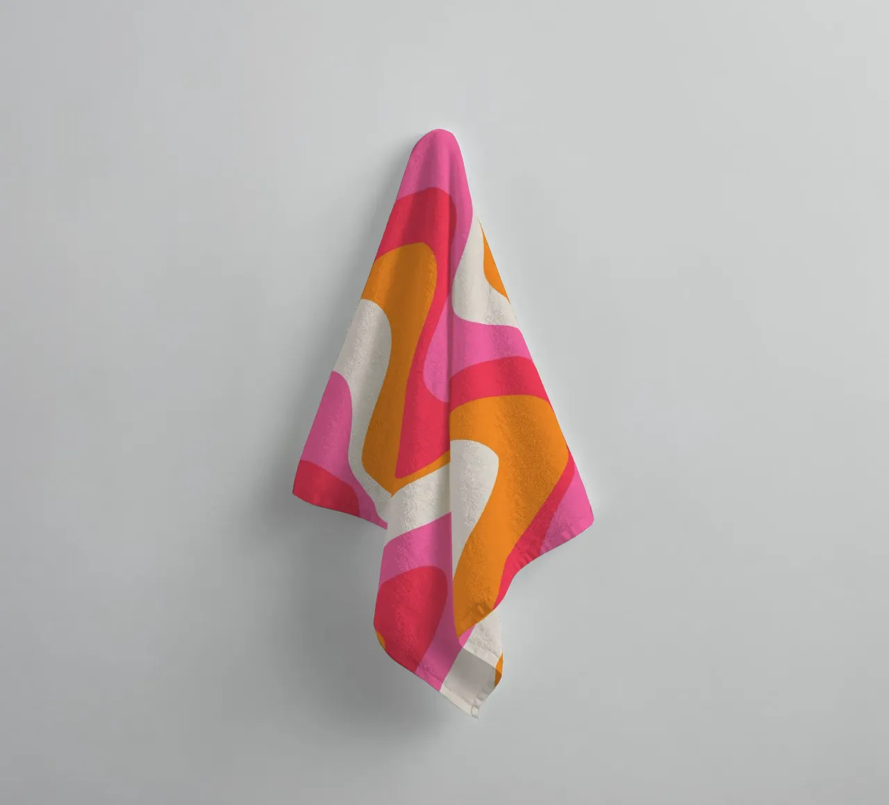 Groovy Retro Waves Pink Orange | Psychedelic Abstract Art Pr asciugamano da bagno da NorwesClub