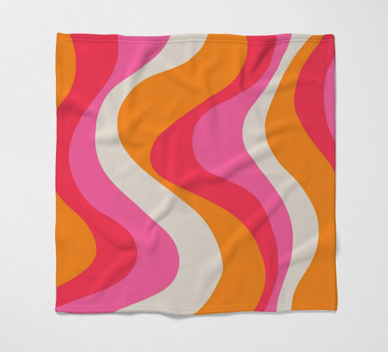 Groovy Retro Waves Pink Orange | Psychedelic Abstract Art Pr coperta in pile da NorwesClub