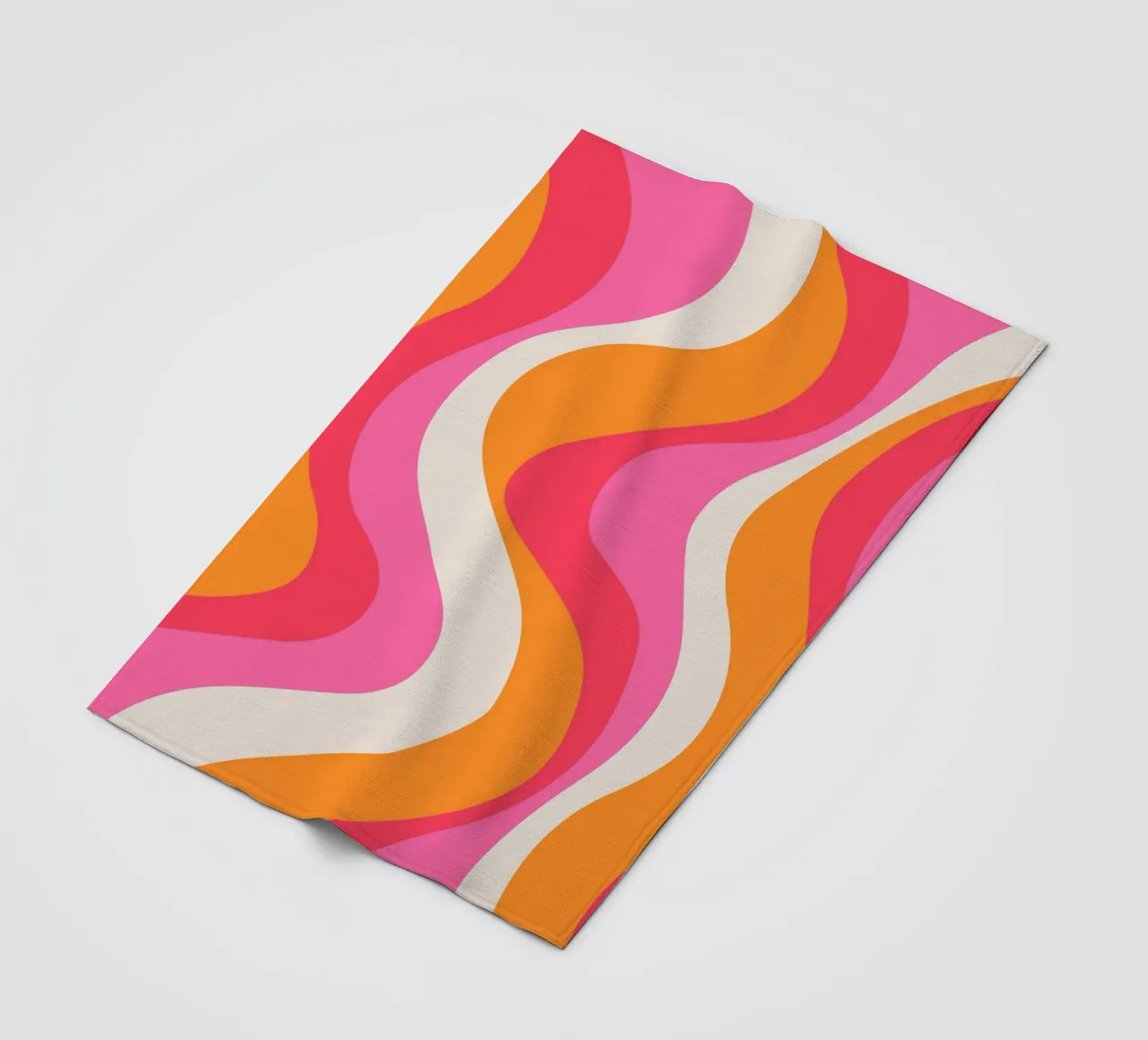 Groovy Retro Waves Pink Orange | Psychedelic Abstract Art Pr coperta in pile da NorwesClub
