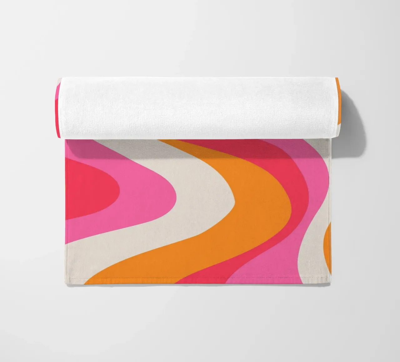 Groovy Retro Waves Pink Orange | Psychedelic Abstract Art Pr telo mare da NorwesClub