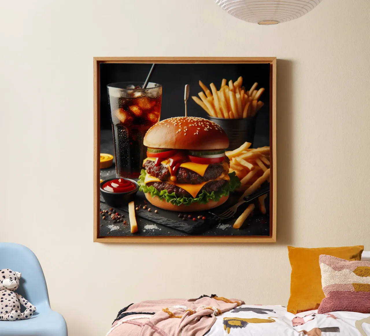 Cheeseburger canvas with Floater frame by 🥩 The tasty wall