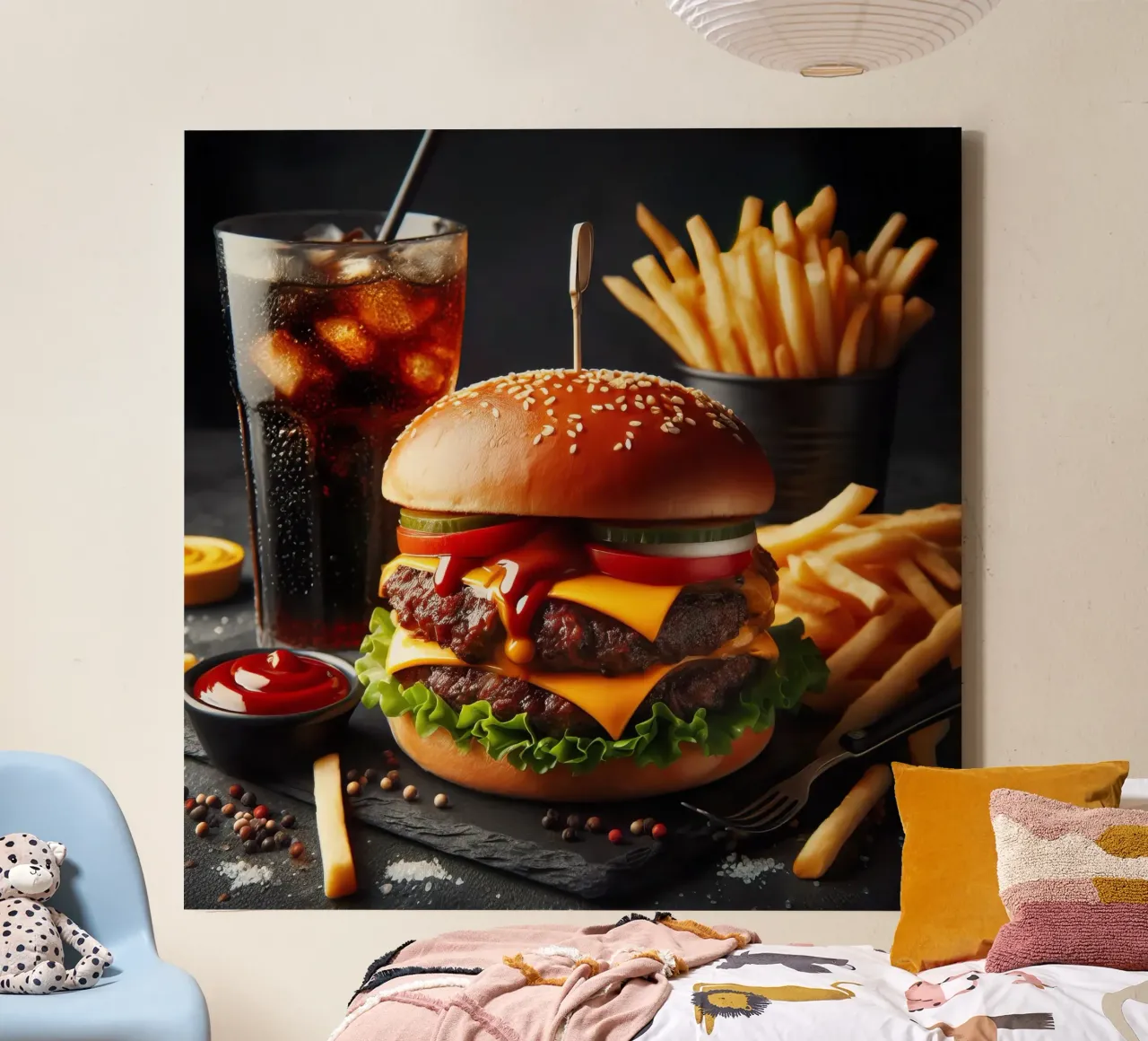 Cheeseburger canvas with Floater frame by 🥩 The tasty wall