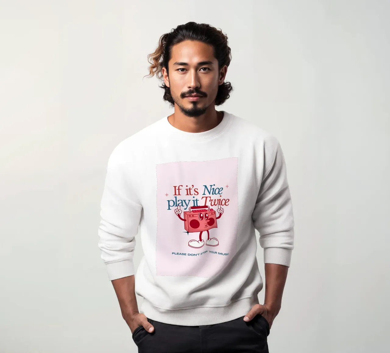 "Lámina retro de Boombox "If It's Nice Play It Twice sudadera de NorwesClub