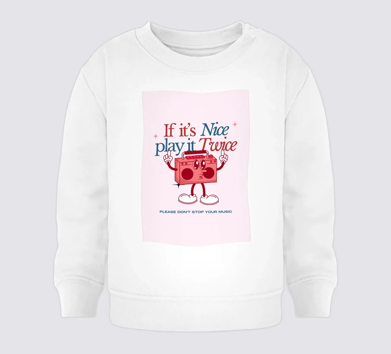 Stampa artistica "If It's Nice Play It Twice" Retro Boombox felpa neonato da NorwesClub